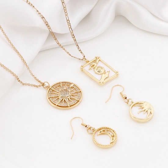 Picture of Natural Shell & Brass Galaxy Charms Gold Plated Sun Moon