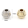 Picture of Brass Beads For DIY Jewelry Making Multicolor Drum Stripe Micro Pave Clear Cubic Zirconia About 11mm x 10mm
