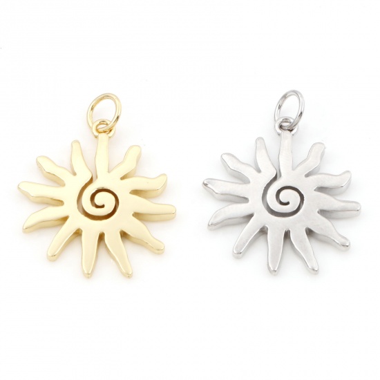 Image de Breloques Galaxie en Laiton Multicolore Soleil Spiral 25mm x 18.5mm, 2 Pcs