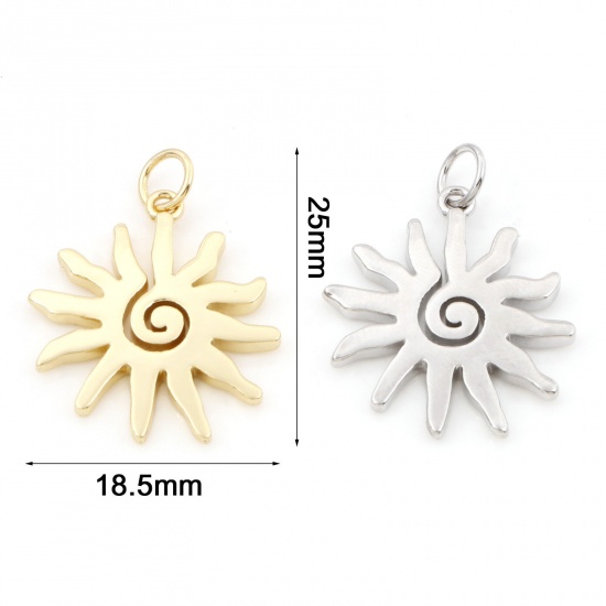 Image de Breloques Galaxie en Laiton Multicolore Soleil Spiral 25mm x 18.5mm, 2 Pcs