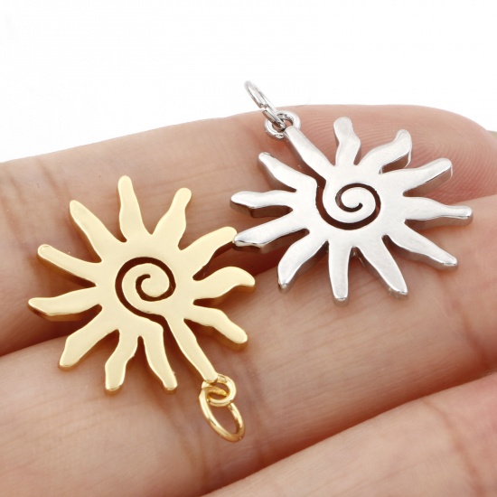 Image de Breloques Galaxie en Laiton Multicolore Soleil Spiral 25mm x 18.5mm, 2 Pcs