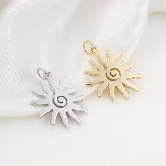 Image de Breloques Galaxie en Laiton Multicolore Soleil Spiral 25mm x 18.5mm, 2 Pcs