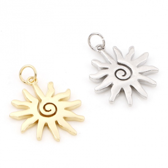Image de Breloques Galaxie en Laiton Multicolore Soleil Spiral 25mm x 18.5mm, 2 Pcs