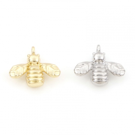 Brass Charms Multicolor Bee Animal 3D 13mm x 12mm