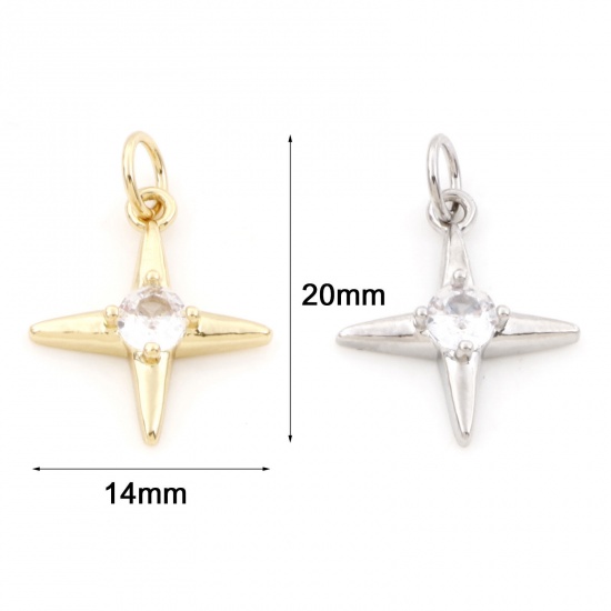 Imagen de Latón Galaxia Colgantes Charms Multicolor Estrella Claro Circón Artificial 20mm x 14mm, 2 Unidades