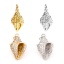 Immagine di Ottone Micro Intarsio Charms Multicolore Conchiglia Conchiglia 3D Trasparente Cubic Zirconiae 25.5mm x 14mm, 1 Pz