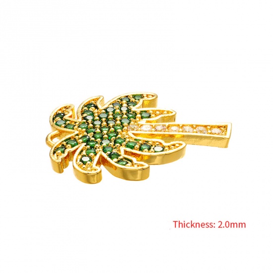 Picture of Brass Micro Pave Charms Coconut Palm Tree Multicolour Cubic Zirconia 20mm x 16mm