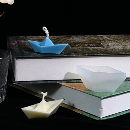 シリコーン 樹脂モールド シリコン型 キャンドル・ソープ DIY ハンドメイド 手作り ボート 白 1 個 の画像