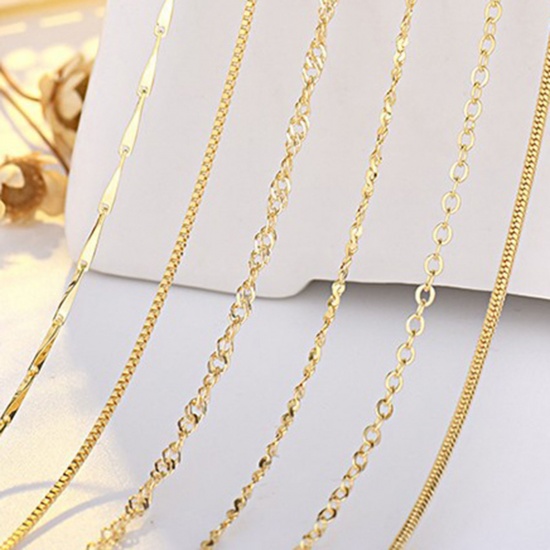 Picture of Eco-friendly Vacuum Plating Stylish Simple 14K Real Gold Plated Copper Link Chain Necklace For Women Party