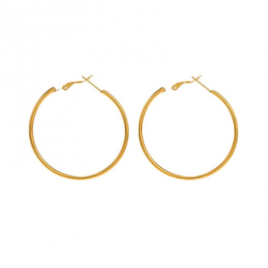 Picture of Eco-friendly Vacuum Plating Simple & Casual Simple 18K Real Gold Plated 304 Stainless Steel Hoop Earrings For Women Party