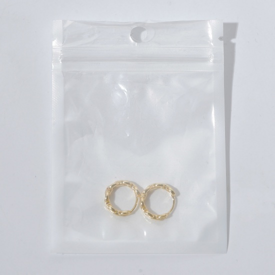 Imagen de Sencillo Elegante Pendientes de Aro Al Por Mayor, Corazón Estrellas de cinco puntos 18K Oro Real Chapado 304 Acero Inoxidable, Mujeres Enchapado al Vacío Ecológico Regalo Suministro de Joyería, 1 Par