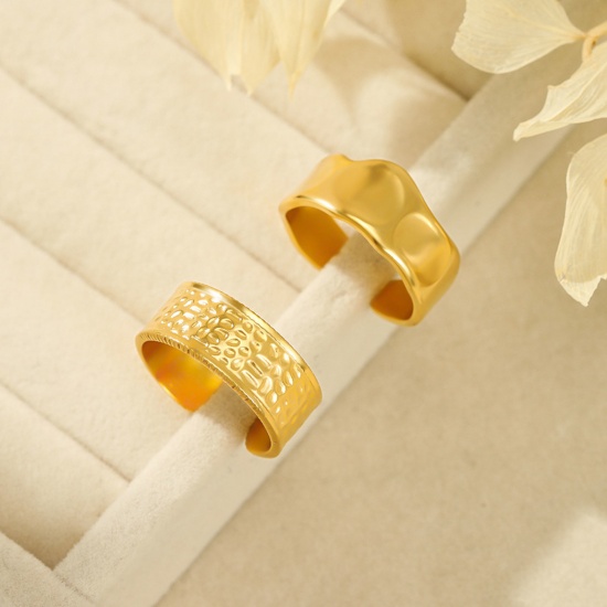 Picture of Eco-friendly Simple & Casual Stylish 18K Real Gold Plated 304 Stainless Steel Open Rings Unisex Party