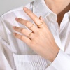 Picture of Eco-friendly Exquisite Stylish 18K Real Gold Plated 304 Stainless Steel & Cubic Zirconia Unadjustable Heart Rhombus Rings For Women Anniversary