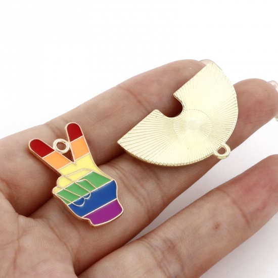 Picture of Zinc Based Alloy Weather Collection Charms Gold Plated Multicolor Rainbow