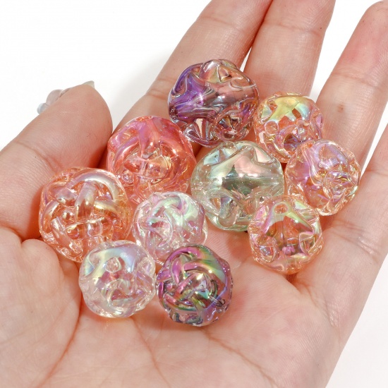 Picture of Acrylic Beads For DIY Charm Jewelry Making At Random Mixed Color AB Rainbow Color Ball Of Yarn