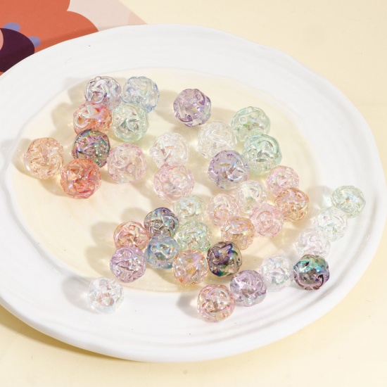 Picture of Acrylic Beads For DIY Charm Jewelry Making At Random Mixed Color AB Rainbow Color Ball Of Yarn