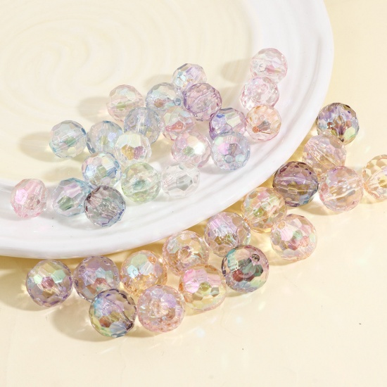 Picture of Acrylic Beads For DIY Charm Jewelry Making At Random Mixed Color AB Rainbow Color Ball Faceted