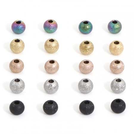 Umweltfreundliche Vakuumbeschichtung 304 Edelstahl Perlen für die DIY-Schmuckherstellung Rund Bunt Sternenstaub 6mm D., 10 Stück