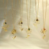 Picture of 304 Stainless Steel Birth Month Flower Rolo Chain Necklace 18K Gold Plated Hollow 38cm(15") long