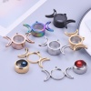 Picture of Eco-friendly 304 Stainless Steel & Glass Floating Living Memory Locket Pendants Multicolor Half Moon Sunflower