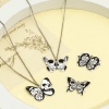 Picture of Zinc Based Alloy Halloween Charms Silver Tone Black Butterfly Animal Enamel