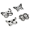 Picture of Zinc Based Alloy Halloween Charms Silver Tone Black Butterfly Animal Enamel
