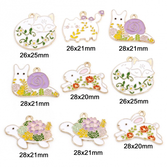 Picture of Zinc Based Alloy Charms Gold Plated Multicolor Animal Enamel