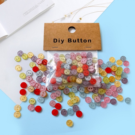 Picture of Resin Sewing Buttons Scrapbooking 2 Holes Round Multicolor