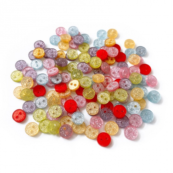 Picture of Resin Sewing Buttons Scrapbooking 2 Holes Round Multicolor