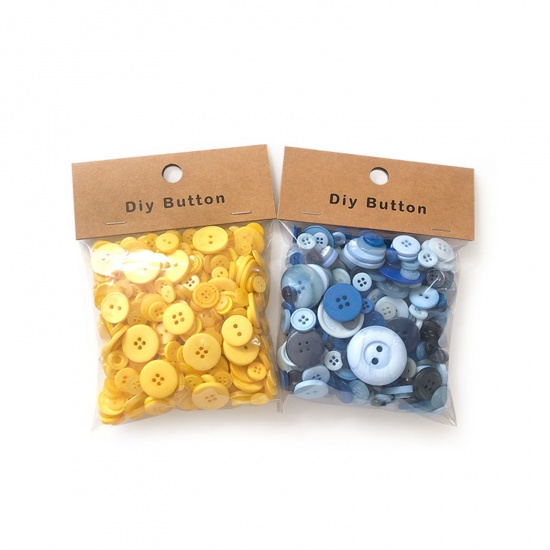 Picture of Resin Sewing Buttons Scrapbooking Mixed Round Pattern 3.5cm - 0.9cm Dia