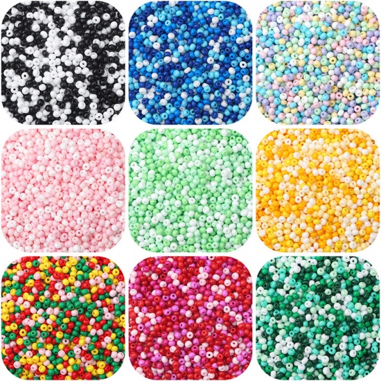Picture of Glass Seed Beads Round Rocailles Multicolor Opaque 10 Grams
