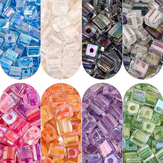 Picture of Glass Square Seed Seed Beads Square Multicolor Colorful About 5mm x 5mm