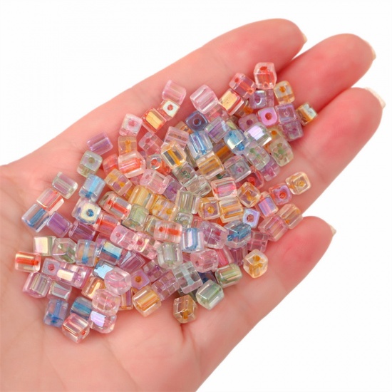 Picture of Glass Square Seed Seed Beads Square Multicolor Colorful About 5mm x 5mm