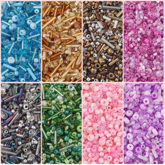 Picture of Glass Seed Beads Round Rocailles Multicolor Opaque 30 Grams