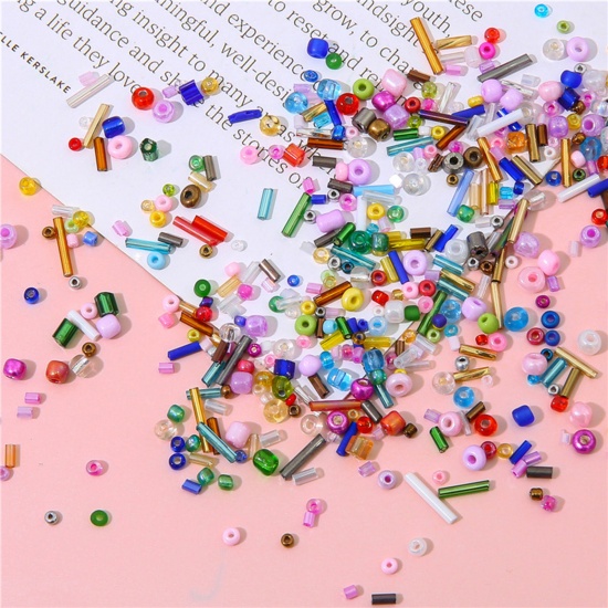 Picture of Glass Seed Beads Round Rocailles Multicolor Opaque 30 Grams