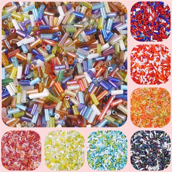 Picture of Glass Seed Beads Tube Multicolor About 5mm x 2mm