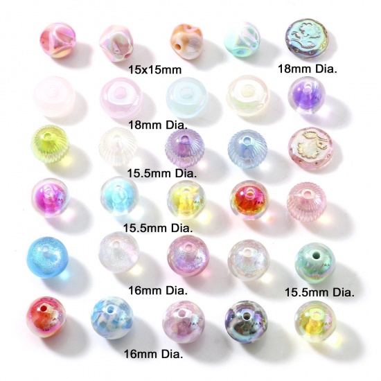 Picture of Acrylic Beads For DIY Charm Jewelry Making At Random Mixed Color AB Rainbow Color