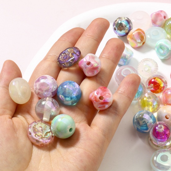 Picture of Acrylic Beads For DIY Charm Jewelry Making At Random Mixed Color AB Rainbow Color