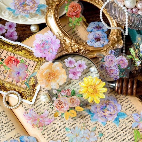 Immagine di PET DIY Decorazione Di Scrapbook Adesivi Multicolore Fiore Farfalla 14cm x 9cm, 1 Serie