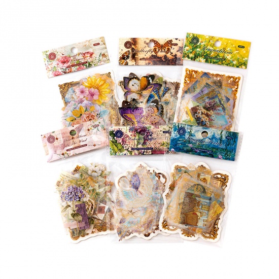 Immagine di PET DIY Decorazione Di Scrapbook Adesivi Multicolore Fiore Farfalla 14cm x 9cm, 1 Serie