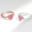 Picture of Brass Romantic Open Rings Heart Multicolor Message " Mom " Pink Cubic Zirconia                                                                                                                                                                                
