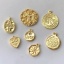 Bild von Messing Religiös Charms 14K Echtgold plattiert Rund Geschnitzte Muster 1 Stück