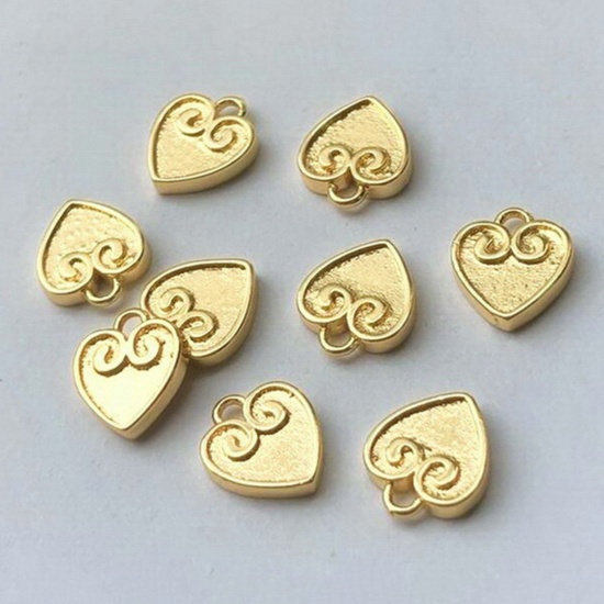 Picture of Brass Religious Charms 14K Real Gold Plated Round Carved Pattern