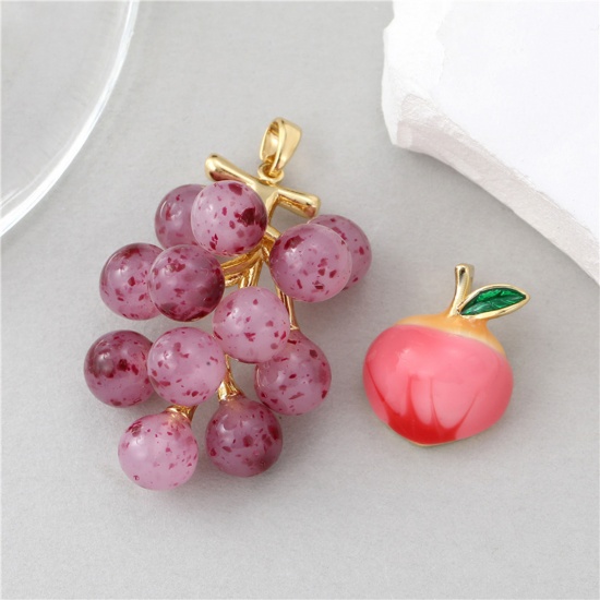 Picture of Brass Charms Gold Plated Multicolor Grape Fruit Peach 3D                                                                                                                                                                                                      
