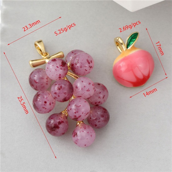 Picture of Brass Charms Gold Plated Multicolor Grape Fruit Peach 3D                                                                                                                                                                                                      
