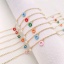 Picture of 304 Stainless Steel Link Cable Chain Anklet 18K Gold Plated Enamel Donut 22cm(8 5/8") long