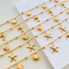 Picture of 304 Stainless Steel Link Cable Chain Anklet 18K Gold Plated Marine Animal 21cm(8 2/8") long