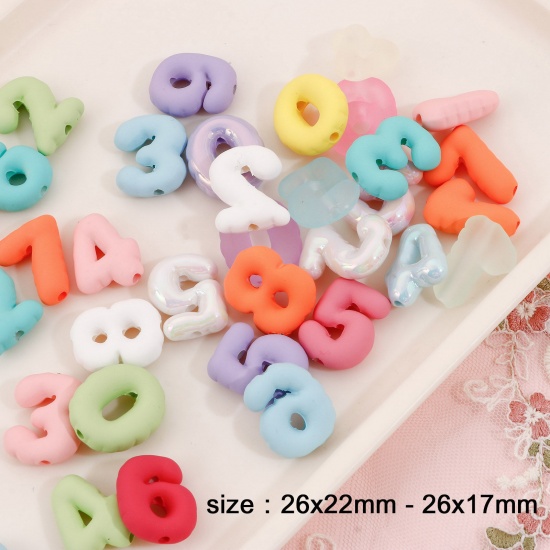 Picture of Acrylic Beads For DIY Charm Jewelry Making At Random Mixed Color Number Message " 0-9 "