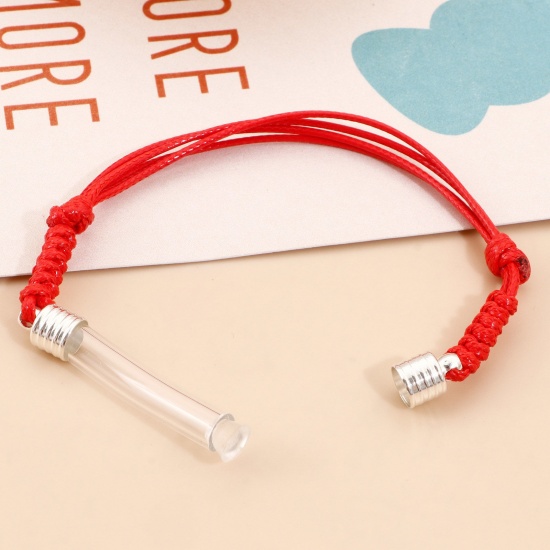 Picture of Transparent Glass Globe Bubble Bottle Braided Bracelets Accessories Findings Multicolor Curved Tube Can Open
