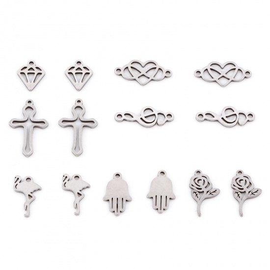 Imagen de 201 Acero Inoxidable Colgantes Charms Tono de Plata 10 Unidades